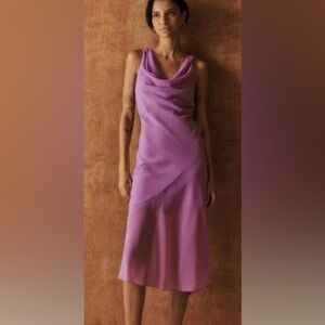 Abercrombie & Fitch Purple Cowl Neck MIDI Dress— Size Large— NWT
